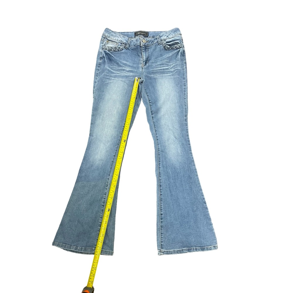 Cato Premium Contemporary Flare Jeans Light Wash Braided Pocket Blue Womens 8 - Picture 6 of 9